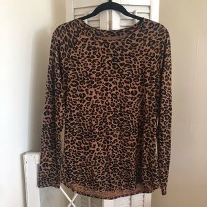 Leopard print long-sleeve top